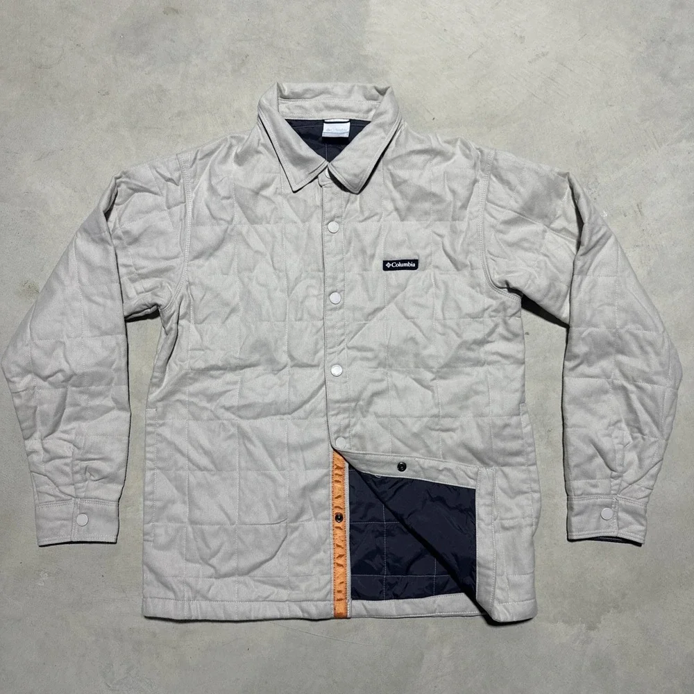 Columbia Landroamer Jacket Men's SZ M Tan Quilted Shacket Button Up Outdoor